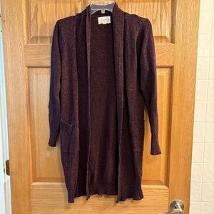 Morgan City Women’s Long Sweater Cardigan Size S Small Maroon w/ Hint of Black